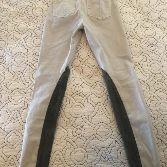 Rag & Bone 25 Cream Gray Skinny Jodhpur Leather Panel Mid-rise - Picture 2 of 12